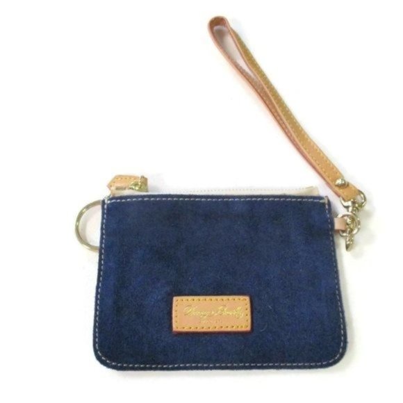 Vintage Dooney & Bourke Blue Suede Wristlet Wallet
